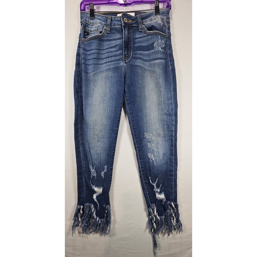 Kancan Distressed Fringe Hem Skinny Jeans Women's Size 5/26 Y2K